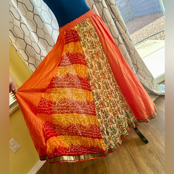 EUC Natural Boho Silk Blend Broomstick Peasant Maxi Skirt - Picture 8 of 12